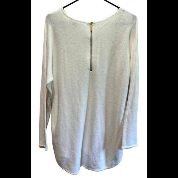 NWT MICHAEL KORS Women's Cream Tunic Sweater Zip at Back Rounded Hi-Low Hem XS - Picture 2 of 5